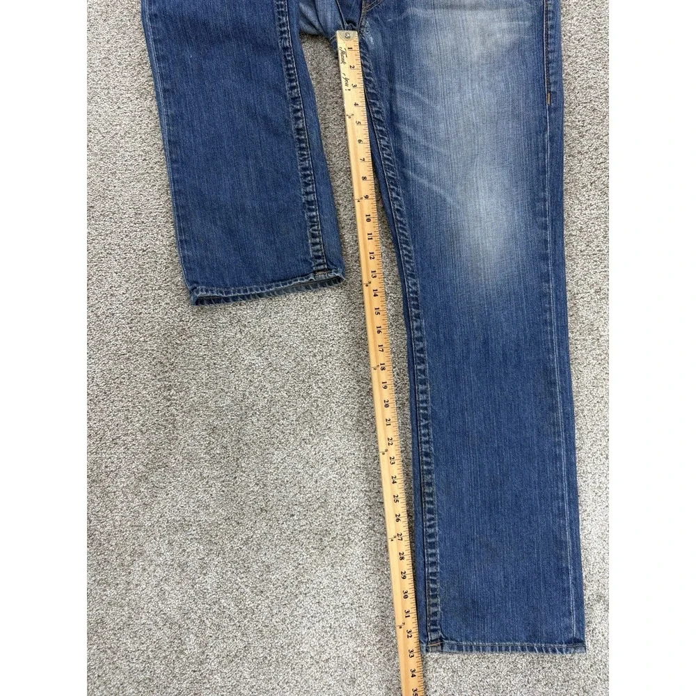 VTG True Religion Straight Jean Mens 34 (36x32) Blue Distressed Workwear USA Y2K